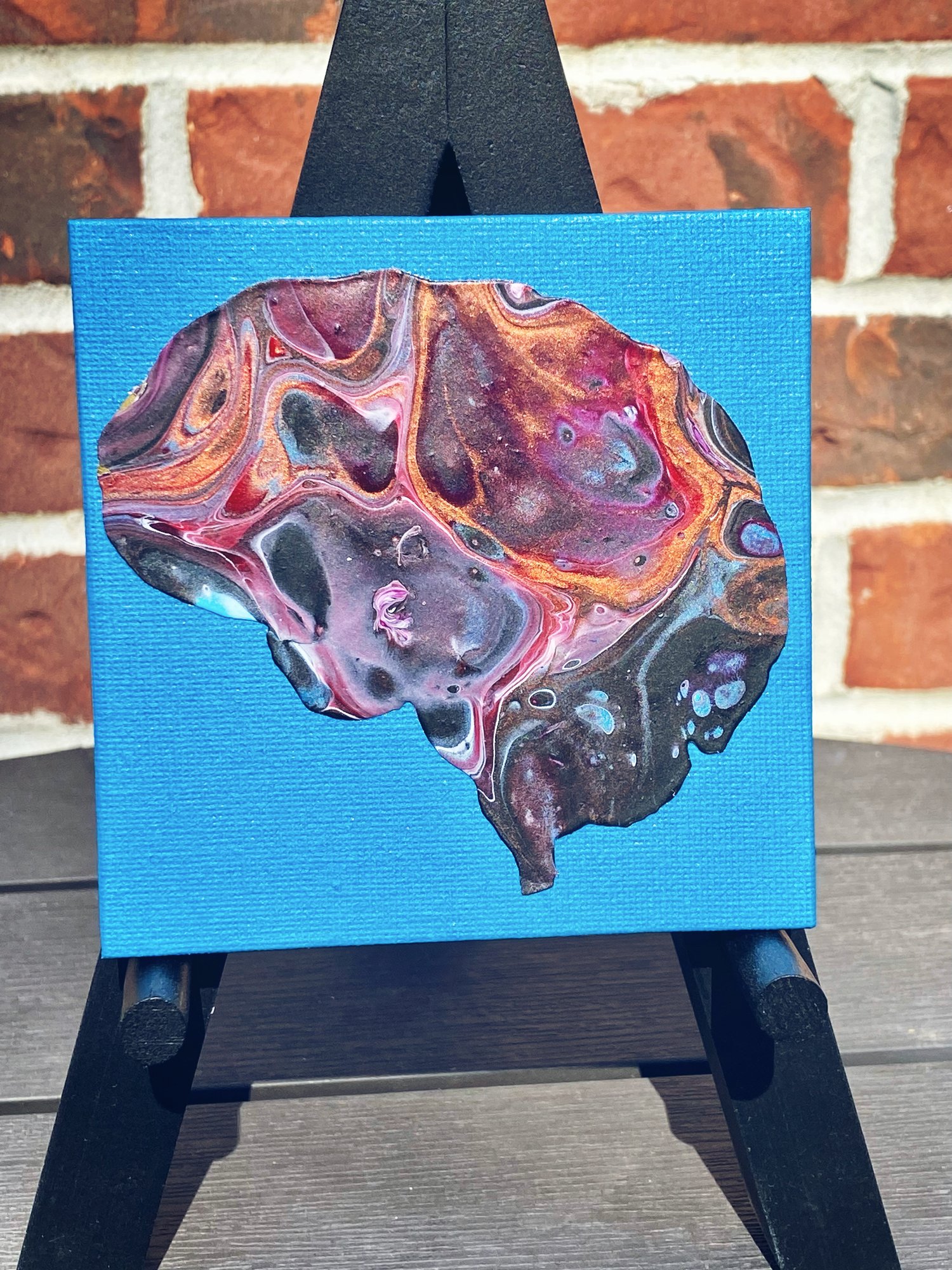 4x4 inch desktop brain canvas painting with easel — Right Hemisphere Designs